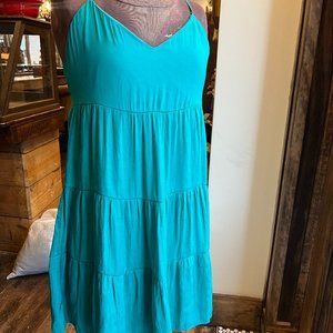 Naked Zebra Tiered Teal Mini Dress | Size M